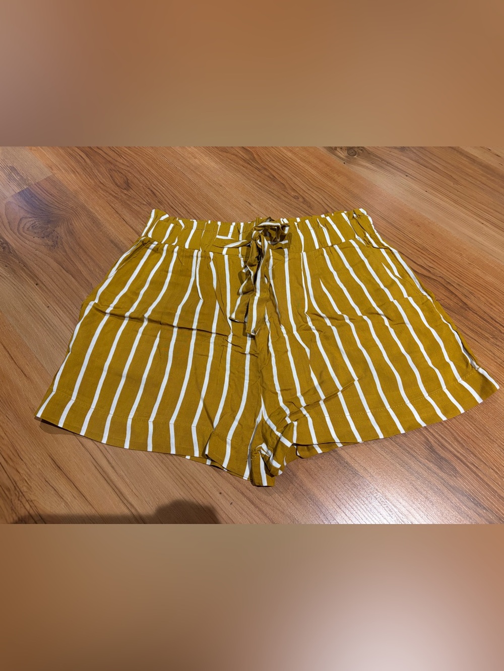 Bluenotes Mustard and White Striped Tie-Waist Women’s Shorts